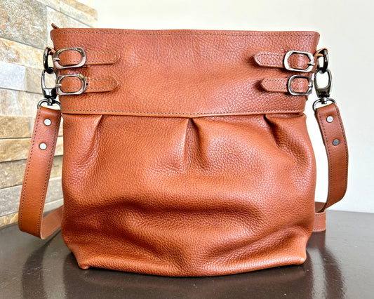 Pebbled Cognac Shoulder Bag